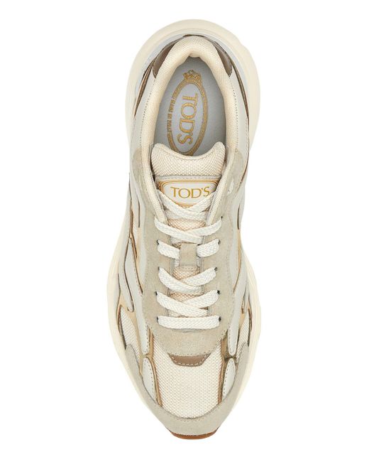 Tod's White Ivory Leather And Mesh Sneakers Tods