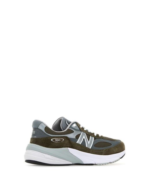 New Balance Green Mesh And Suede 990V6 Sneakers