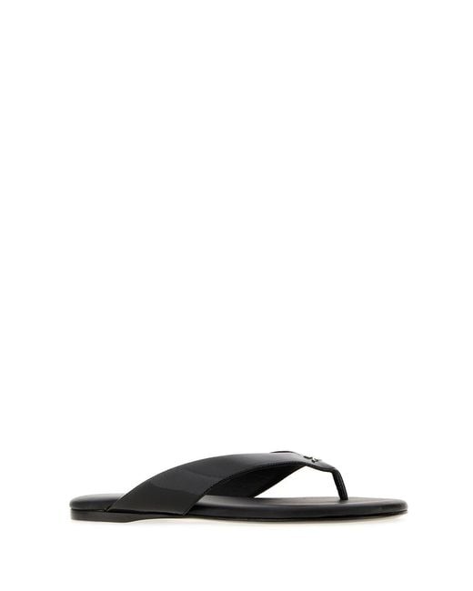 Courreges Black Vinyl Souliers Thong Slippers