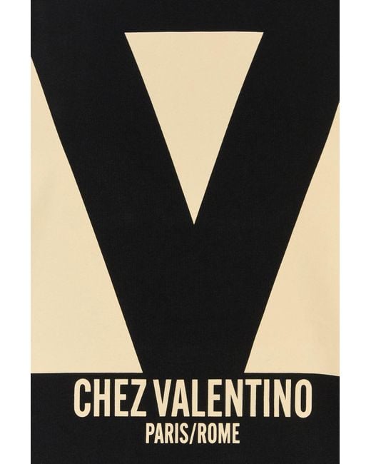T-shirt in cotone nero di Valentino Garavani in Black da Uomo