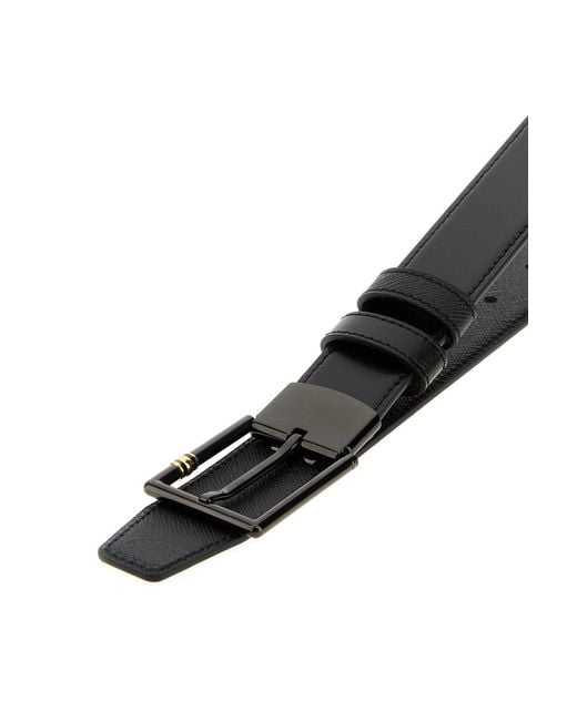 Montblanc Black Leather Reversible Belt for men