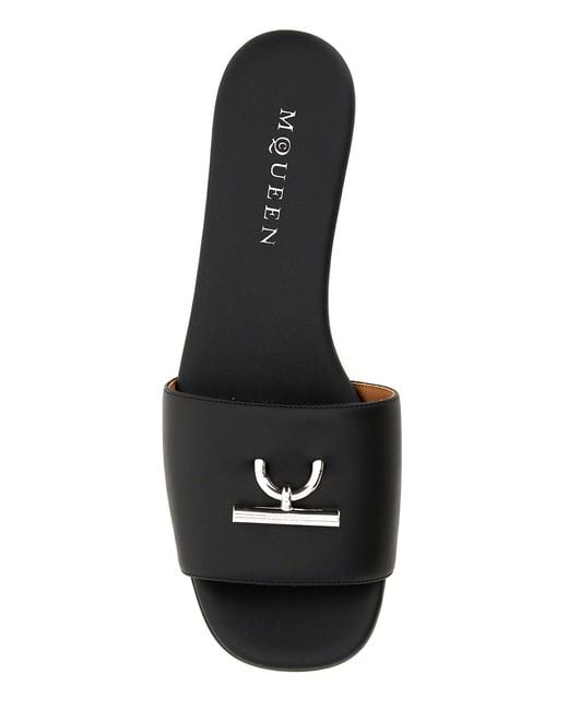 McQueen Black Leather Slippers