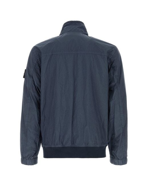 Stone Island Blue Nylon Bomber Jacket for men