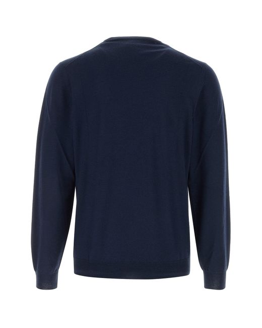 Fedeli Navy Blue Wool Sweater for men
