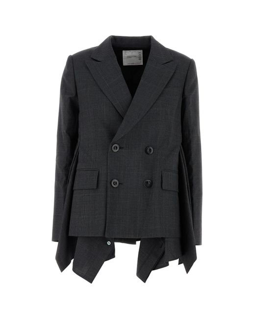 Giacca in lana ricamata di Sacai in Black
