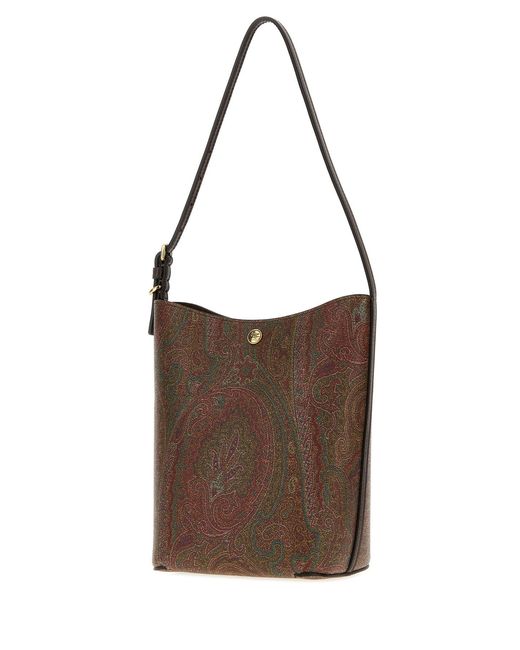 Etro Brown Printed Canvas Shoulder Bag