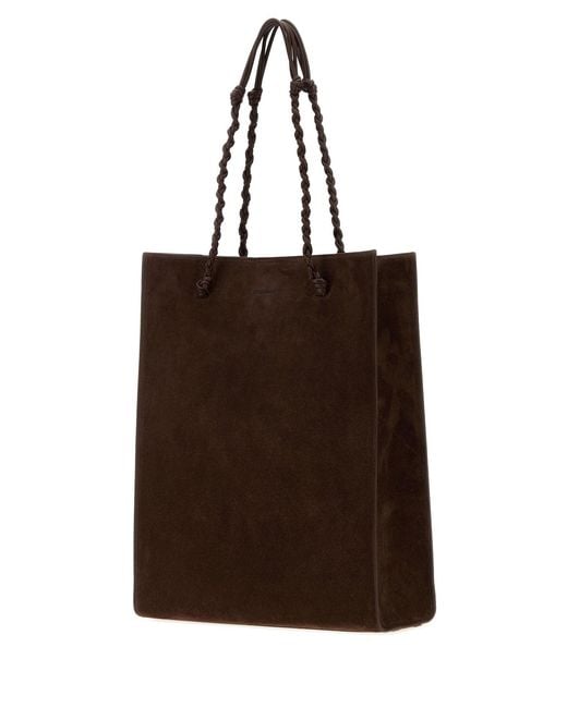 Jil Sander Brown Chocolate Suede Tangle Shopping Bag