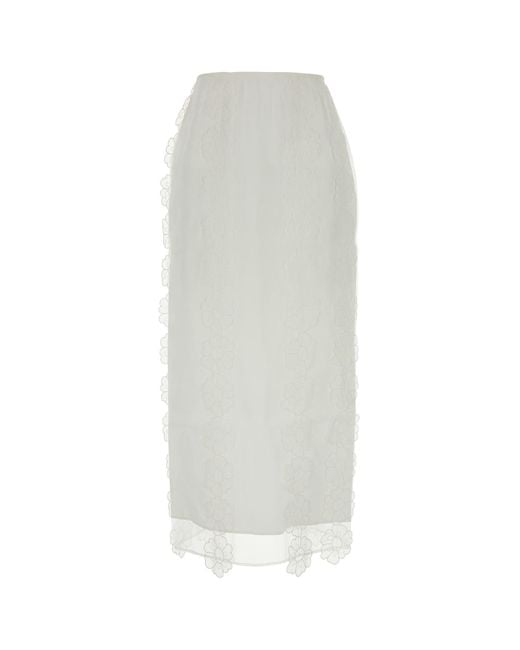 CECILIE BAHNSEN Olympia Skirt Magnolia Embroidery White