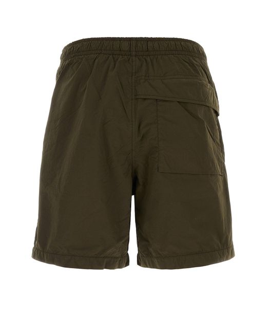 Stone Island Olive Green Nylon Bermuda Shorts for men