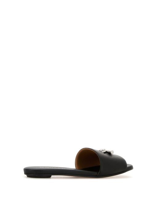 McQueen Black Leather Slippers
