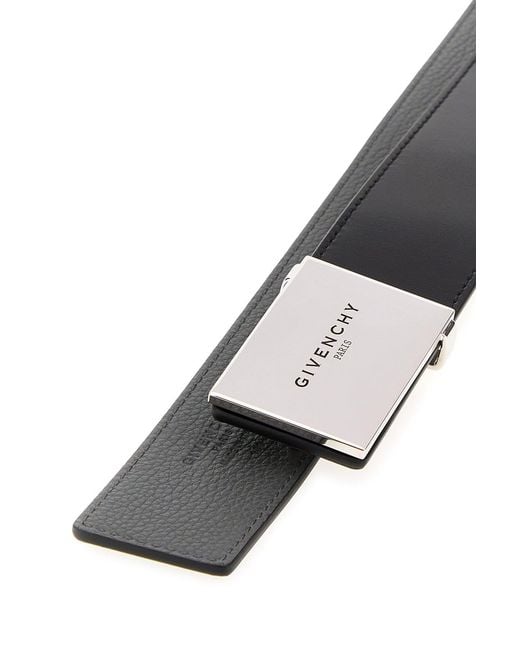 Givenchy White Black Leather Plaque Belt for men