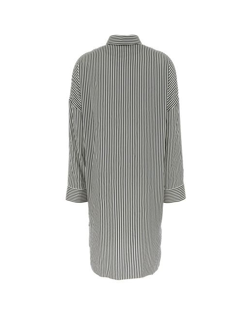 Tom Ford Gray Embroidered Silk Shirt Dress