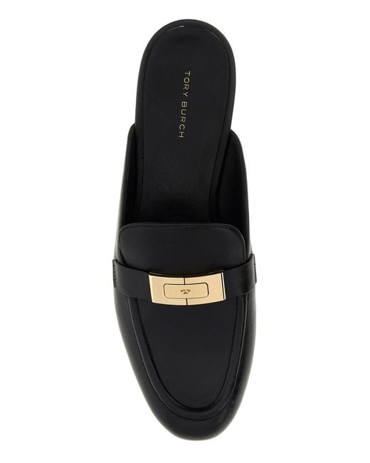 Tory Burch Black Leather Leelee Slippers