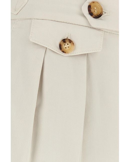 Brunello Cucinelli White Chalk Stretch Cotton Pant for men