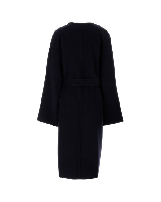 Carven Black Navy Blue Wool Blend Coat