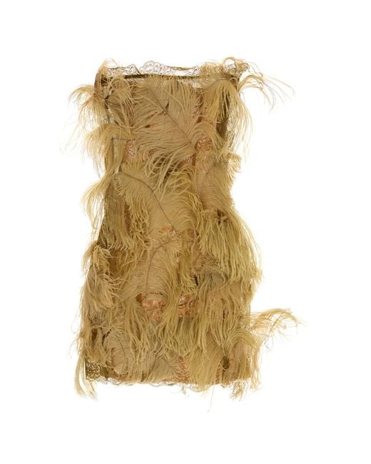 The Attico Natural Lace And Mesh Min Dress
