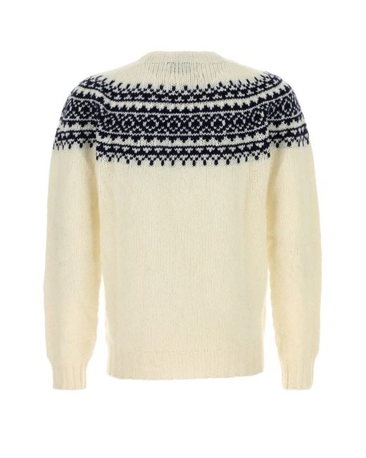Harley Of Scotland White Ivory Wool Sweater for men