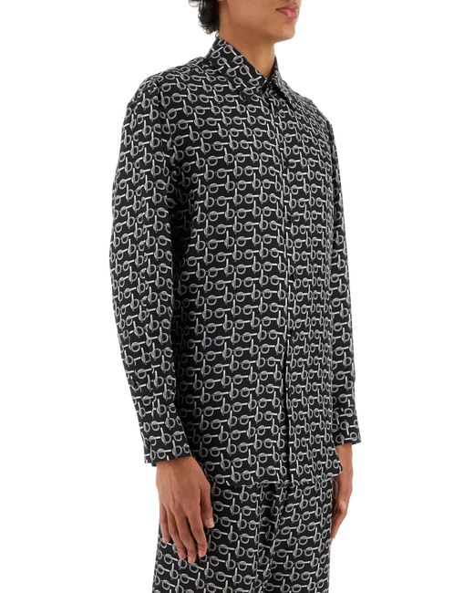 Camicia oversize in seta stampata di Burberry in Gray da Uomo