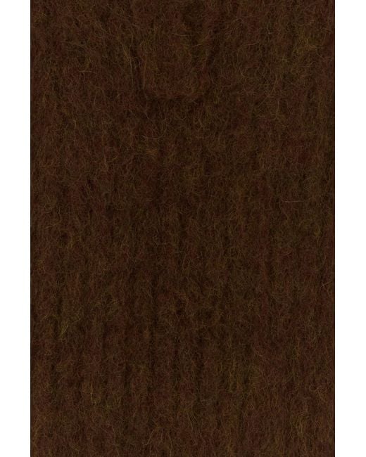 Uma Wang Brown Stretch Alpaca Blend Oversize Polo Shirt