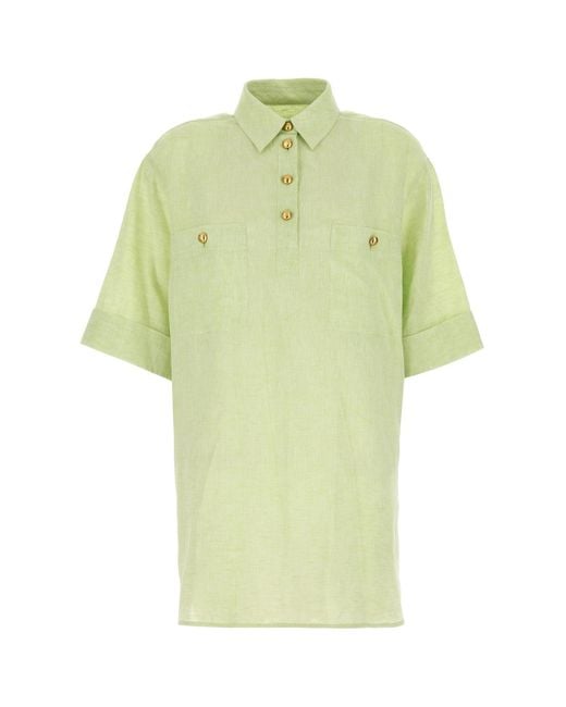 Valentino Garavani Pastel Green Linen Blouse