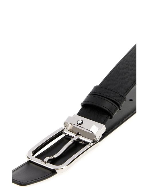 Montblanc Black Leather Reversible Belt for men
