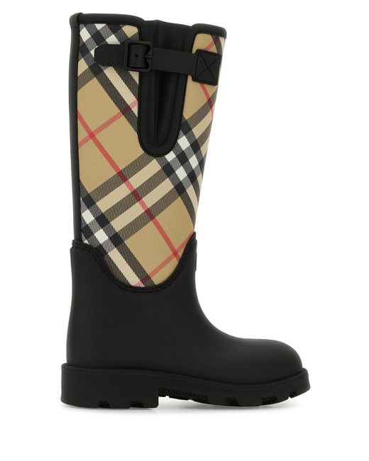 Burberry Black Printed High Boots