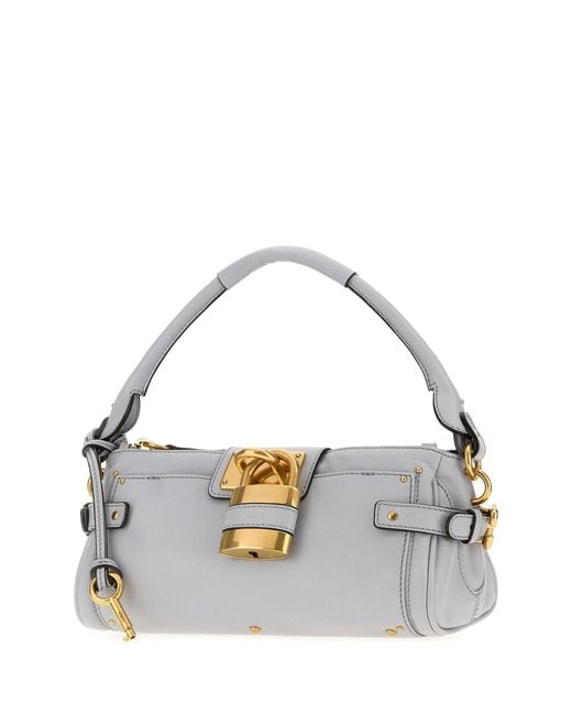 Chloé Metallic Powder Blue Leather Paddington Shoulder Bag