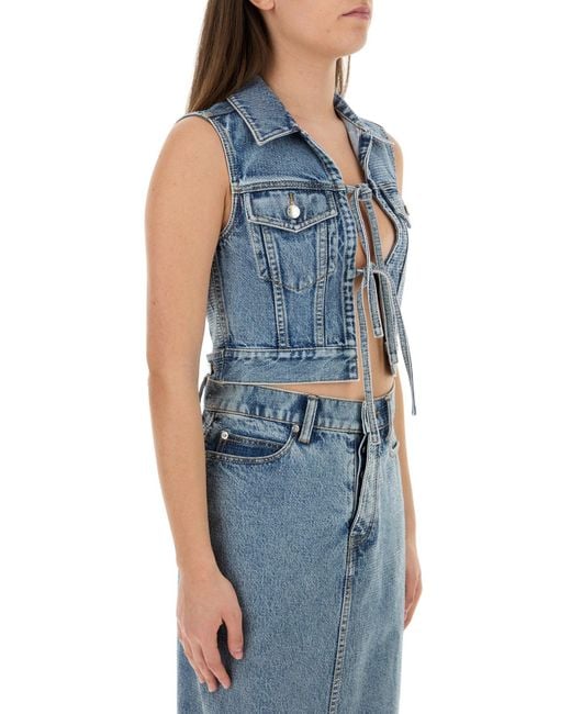 【関税&送料込】Alexander Wang Embellished Denim Vest Alexander Wang Embellished Denim Vest in Blue | Lyst
