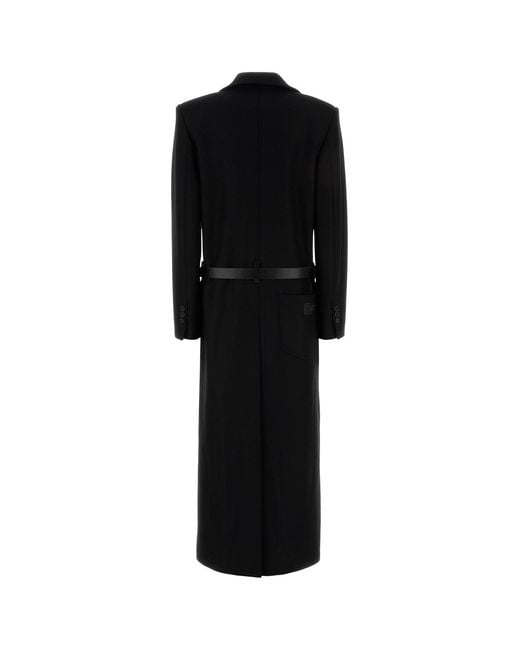 DSquared² Black Stretch Wool Blend Coat