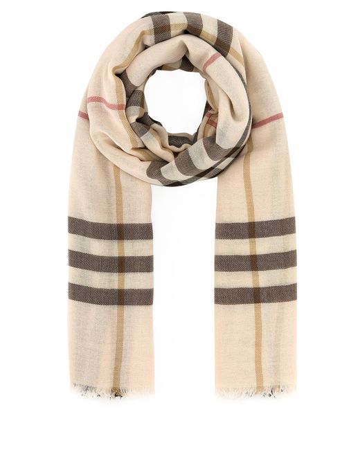 Sciarpa in lana ricamata di Burberry in Natural