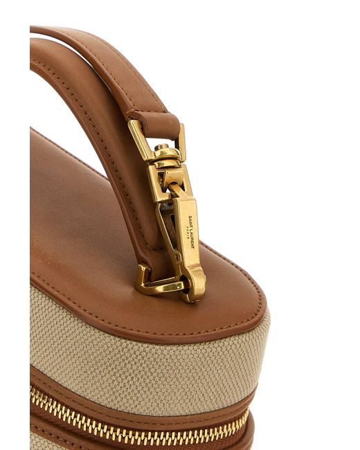 Borsa a mano Vanity in tela cappuccino di Saint Laurent in Brown