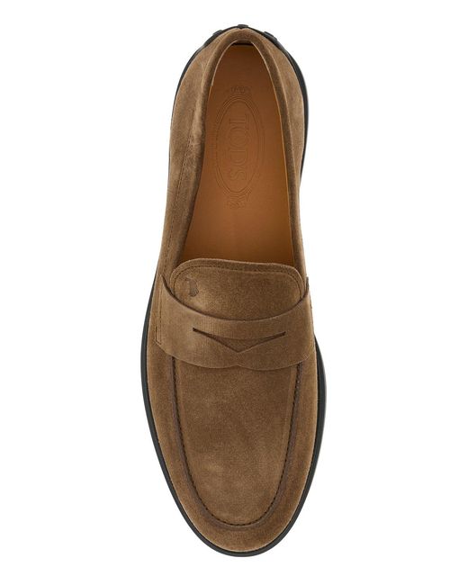 Tod's Brown Biscuit Suede Loafers for men