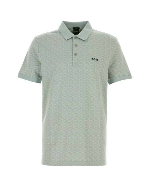 Boss Mint Green Stretch Cotton Polo Shirt for men