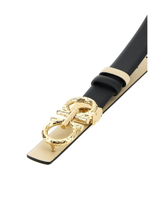 Cintura reversibile in pelle nera di Ferragamo in White
