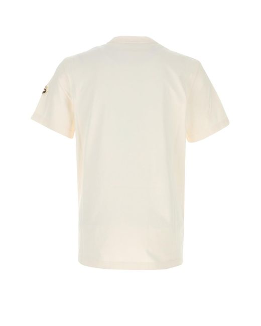T-shirt in cotone bianco di Moncler in White da Uomo