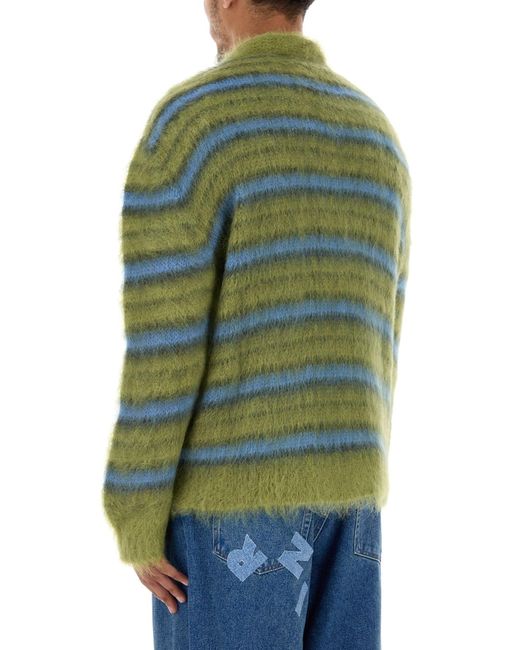 Cardigan in misto mohair ricamato di Marni in Green da Uomo