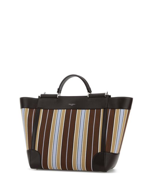 Dolce & Gabbana Brown Dolce & Gabbana Embroidered Fabric Sicily Shopping Bag for men