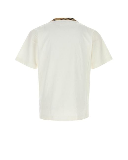 Burberry White Cotton T-Shirt for men