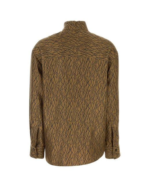Ferragamo Green Salvatore Printed Silk Blouse