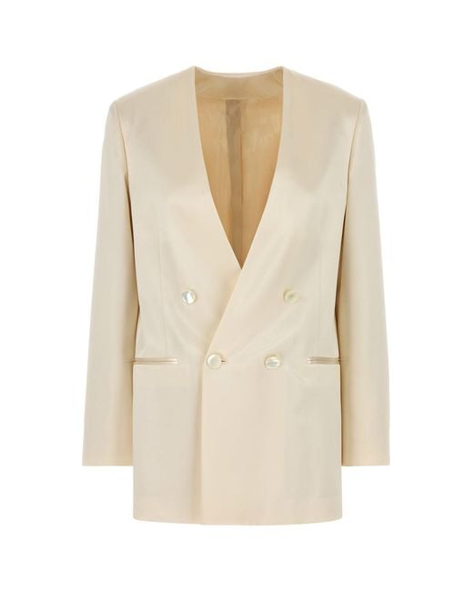 Alberta Ferretti Natural Ivory Satin Blazer
