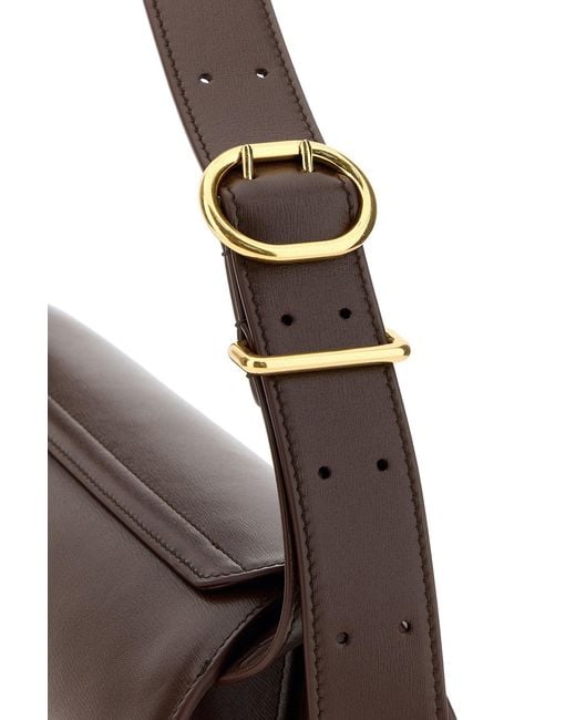 Jil Sander Brown Chocolate Leather Small Cannolo Shoulder Bag