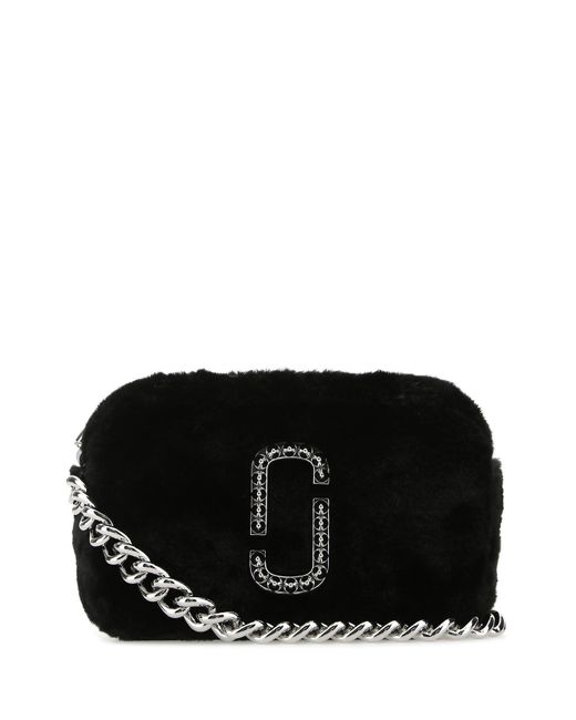 Marc Jacobs Eco Fur The Plush Snapshot Crossbody Bag in Black | Lyst UK