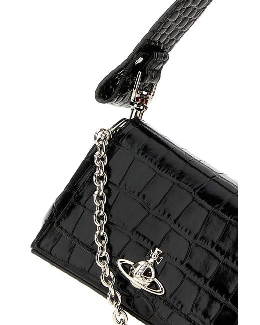 Vivienne Westwood Black Leather Small Hazel Shoulder Bag