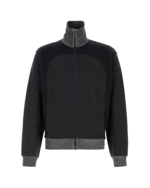 Vivienne Westwood Black Charcoal Cotton Blend Alien Cardigan for men