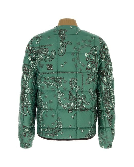 Moncler Green Printed Polyester Reversible Chalvron Down Jacket for men