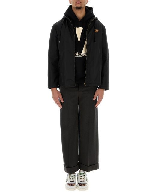 Valentino Garavani Black Charcoal Wool Pant for men