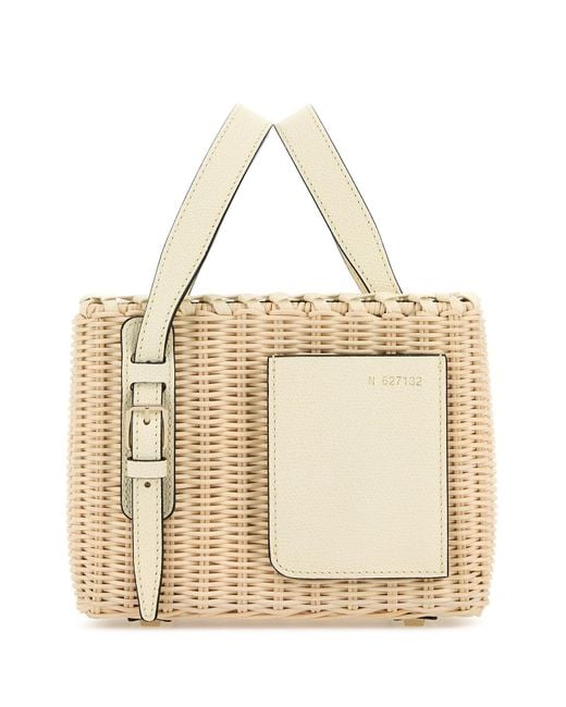 Valextra Natural Beige Wicker Bucket Bag