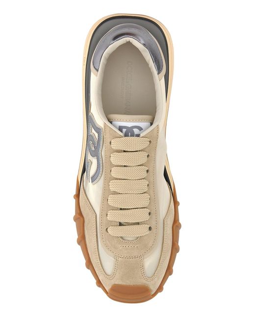 Dolce & Gabbana White Fabric And Suede Athletic Sneakers for men