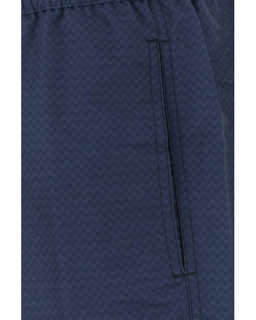 Frescobol Carioca Blue Printed Polyester Sport Swimming Shorts for men