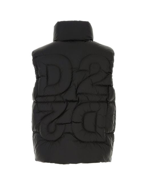 DSquared² Black Nylon Sleeveless Down Jacket for men